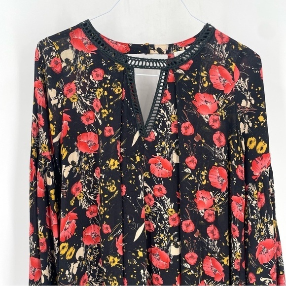 Umgee Babydoll Mini Dress Floral Flared Bell Sleeve Pullover Boho Tunic Top - Picture 3 of 8